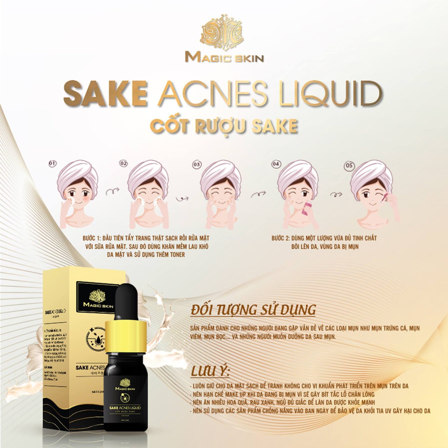 Serum Hỗ Trợ Điều Trị Mụn Magic Skin - Sake Acnes Liquid – Bí Quyết Làm Đẹp Từ Ngàn Năm 5ml