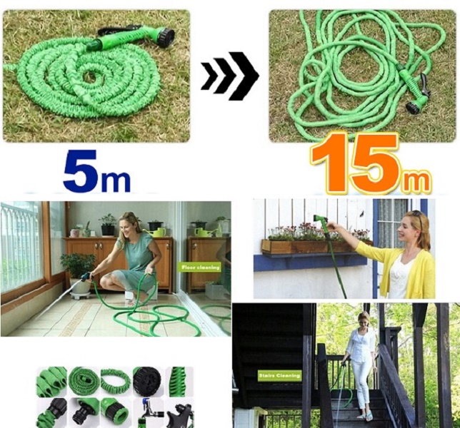 Bộ Vòi Xịt Tưới Cây, Rửa Xe Co Giãn Đa Năng MAGIC HOSE 15M (Màu ngẫu nhiên)