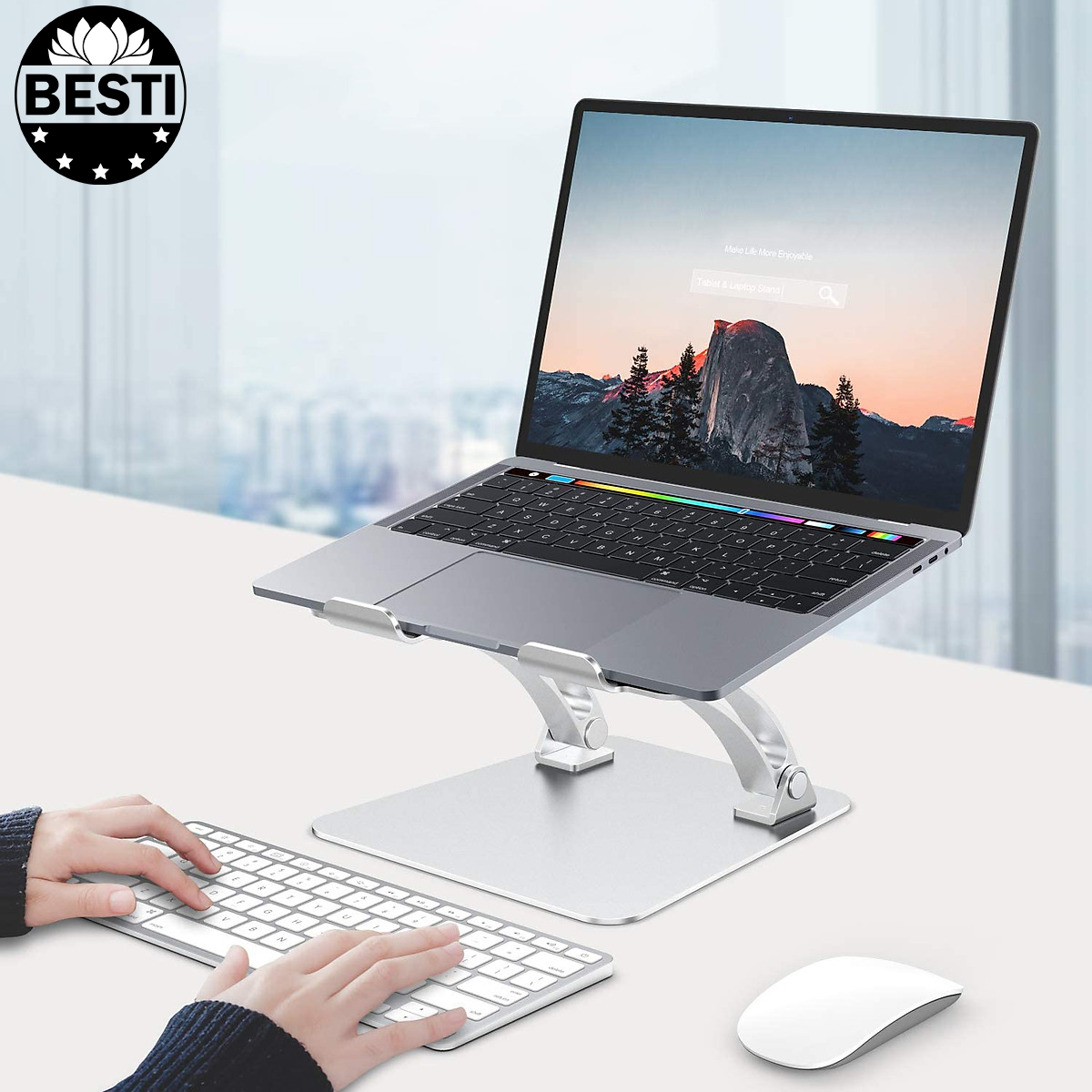 Giá Đỡ Laptop, Máy Tính, iPad, Macbook Hợp Kim Nhôm Cao Cấp. Hỗ Trợ Tản Nhiệt Chống Mỏi Cổ, Vai, Gáy - Hàng Chính Hãng Besti