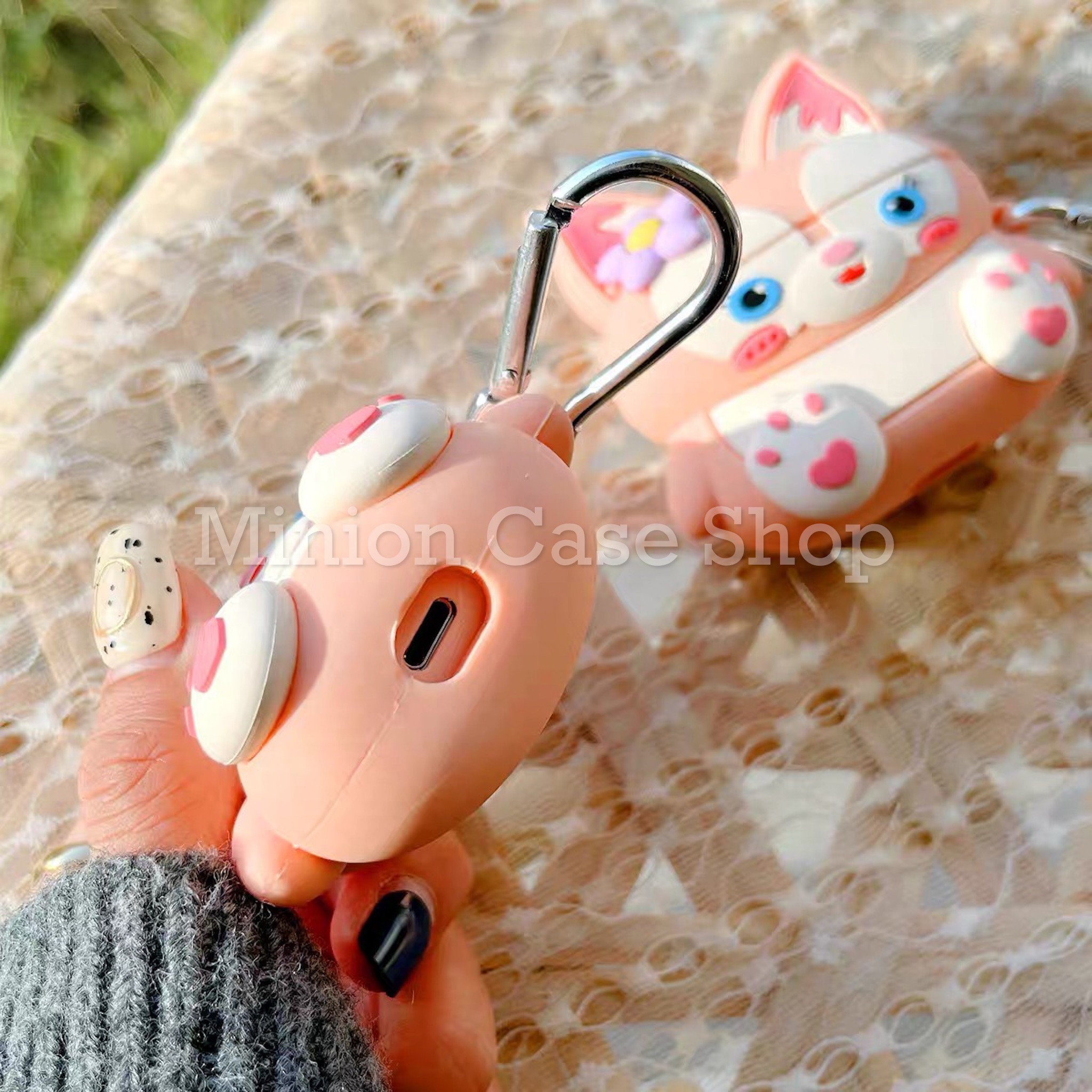 Bao Case Ốp dành cho Airpod 3 cáo hồng siêu cool silicon 3d cao cấp