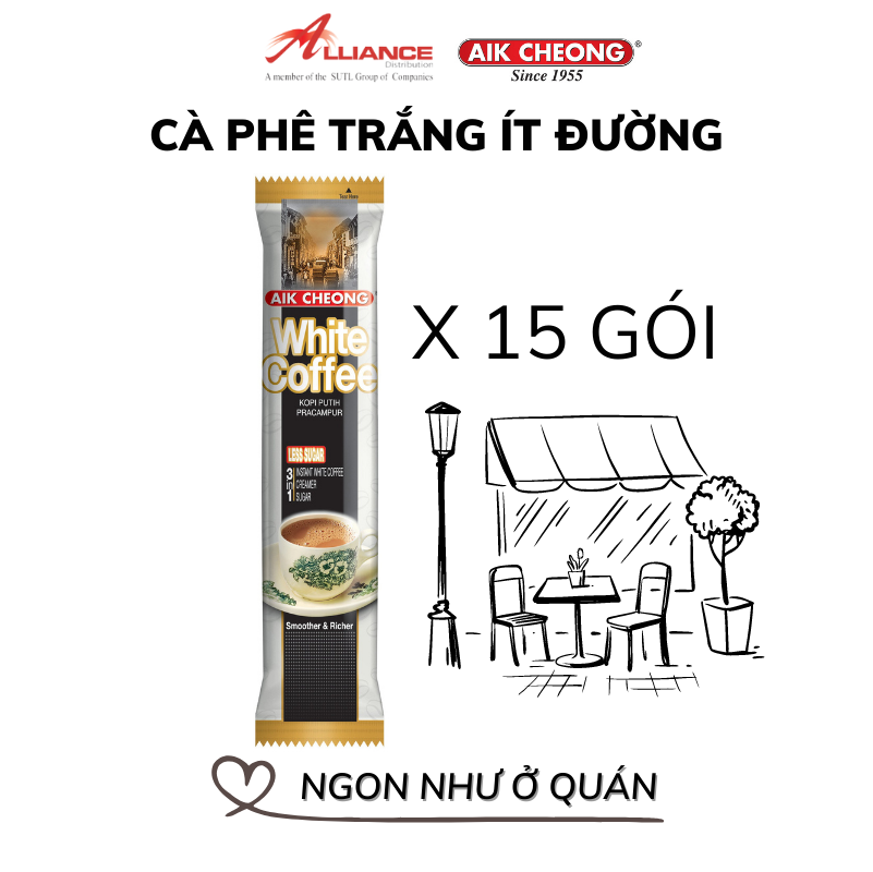 Cà phê ít đường Aik Cheong White Coffee Less Sugar - Nhập khẩu từ Malaysia