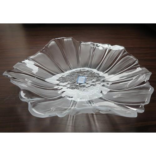 Đĩa thủy tinh hoa hướng dương ánh ngọc trai JZ-312
