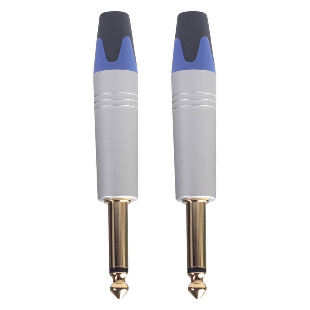 2PCS 1/4'' Male Mono Audio Jack Plug Microphone Guitar Connector Accessory