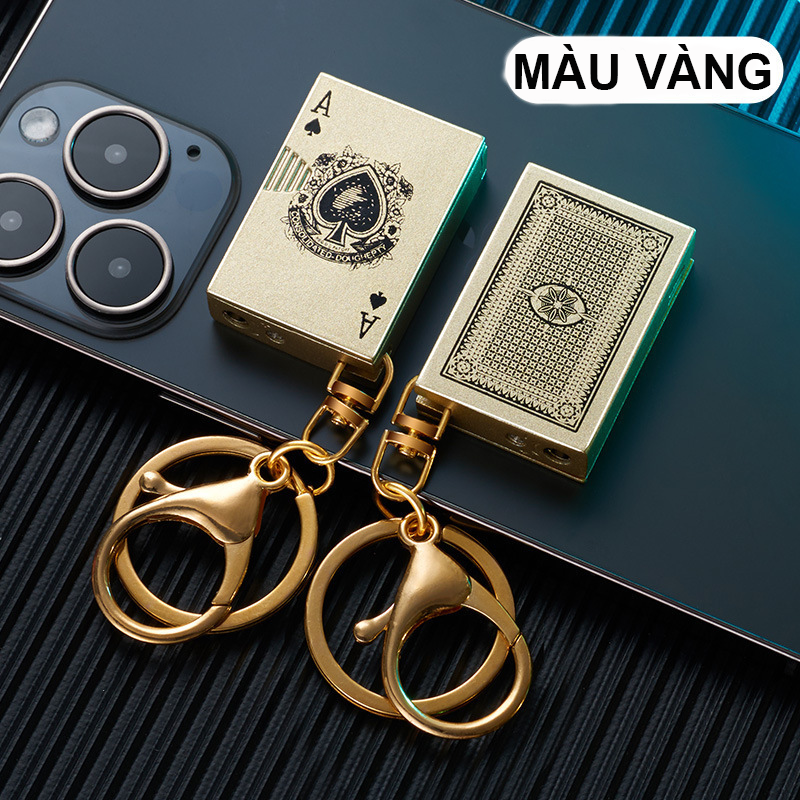 Bật Lửa Móc Khóa Hình Lá Bài Mini Kim Loại – Xài Gas