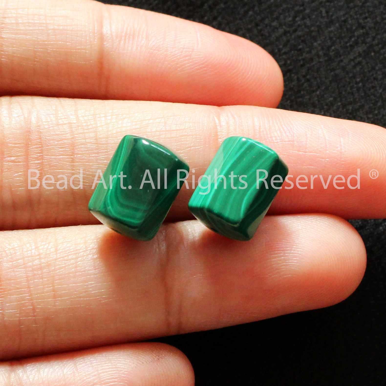 [1 Hạt] 11.5x7.5MM Đá Malachite, Khổng Tước Xanh Lá, Phối Vòng Tay Phong Thuỷ, Chuỗi Hạt, Mệnh Hoả, Mộc - Bead Art