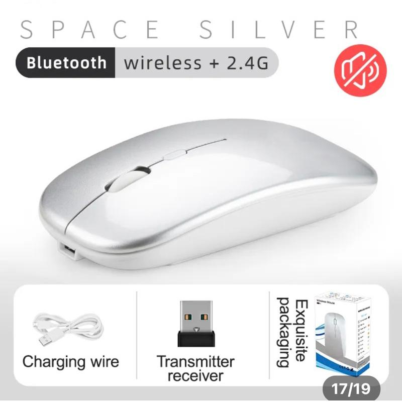 Chuột Bluetooth Không Dây Máy Tính TEKKIN A10 Có Thể Sạc Lại Click Không Gây Ồn - hàng nhập khẩu - Chuột A10 Bạc