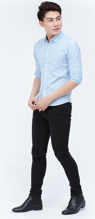 Áo Sơ Mi Nam KOJIBA Dài Tay Xanh Nhạt Dáng Slimfit Hàn Quốc