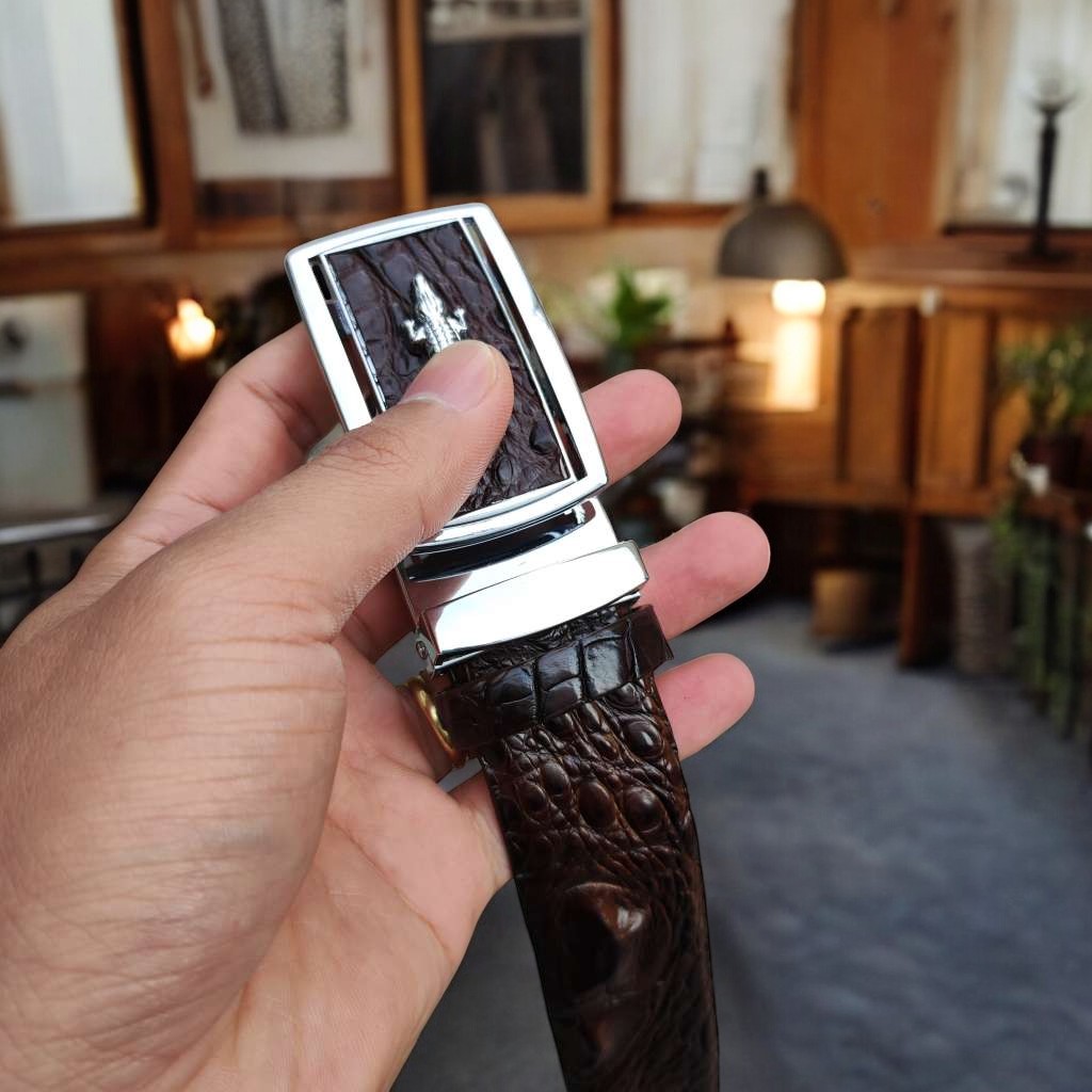 Dây Thắt Lưng Gù Gai Cá Sấu Rất Đẹp TS103B (mặt bạc)