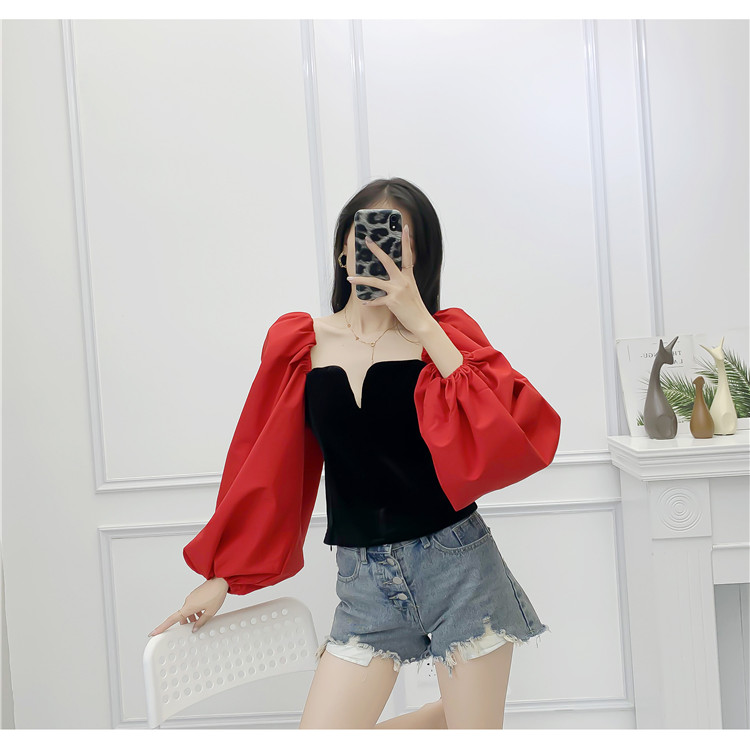 Áo kiểu cổ V tay phồng - A05S