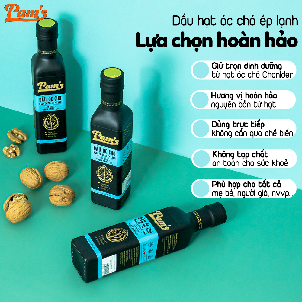 Dầu Óc Chó Nguyên Chất Ép Lạnh PAMS 250ml 