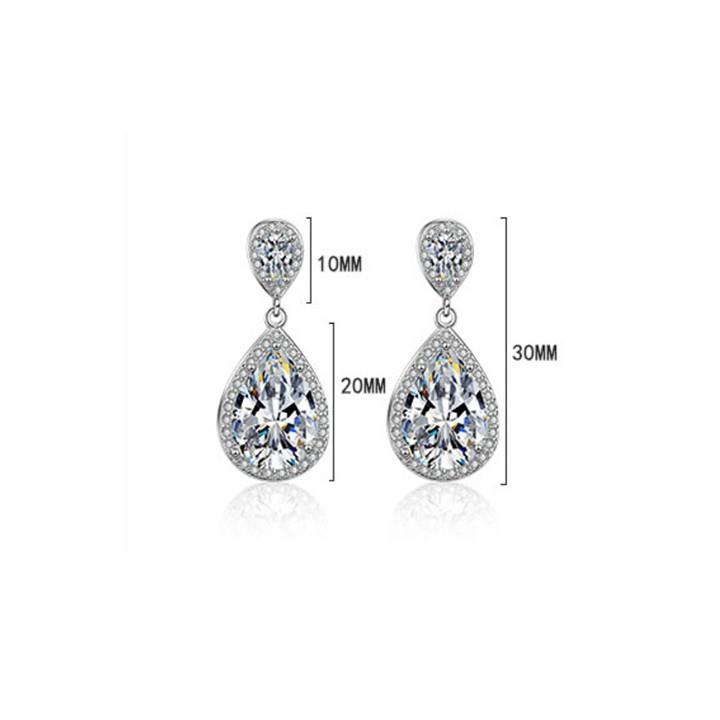 Bông tai giọt nước nạm đá nhân tạo lấp lánh BHBT357