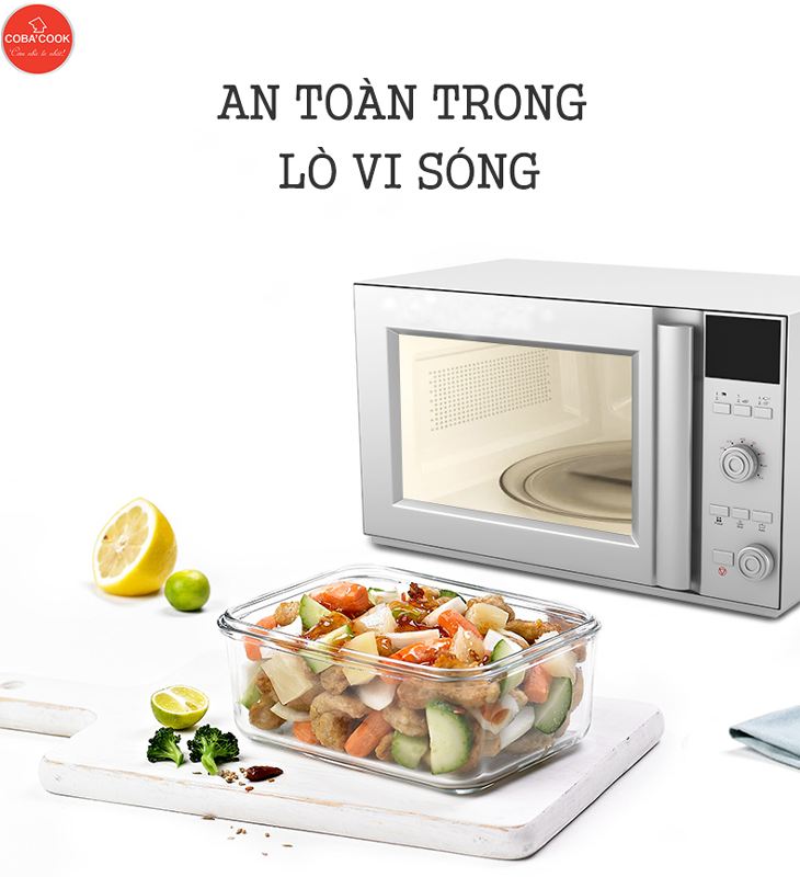 Hình ảnh Bộ 2 hộp đựng cơm thực phẩm trữ thức ăn thủy tinh chịu nhiệt COBA'COOK  hộp tròn 400ml TẶNG 1 túi giữ nhiệt đựng vừa 3 hộp-CCR42BL