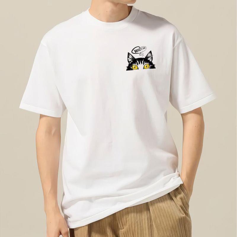 ÁO THUN UNISEX NAM NỮ logo mèo đen mắt vàng who