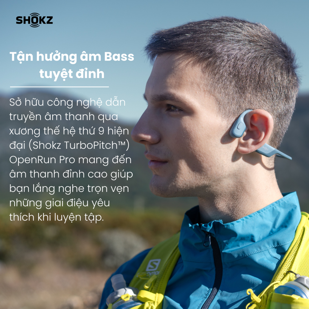 Tai Nghe Bluetooth Thể Thao Truyền Âm Thanh Qua Xương SHOKZ OPENRUN PRO S810 Màu Xanh Dương - Hàng chính hãng