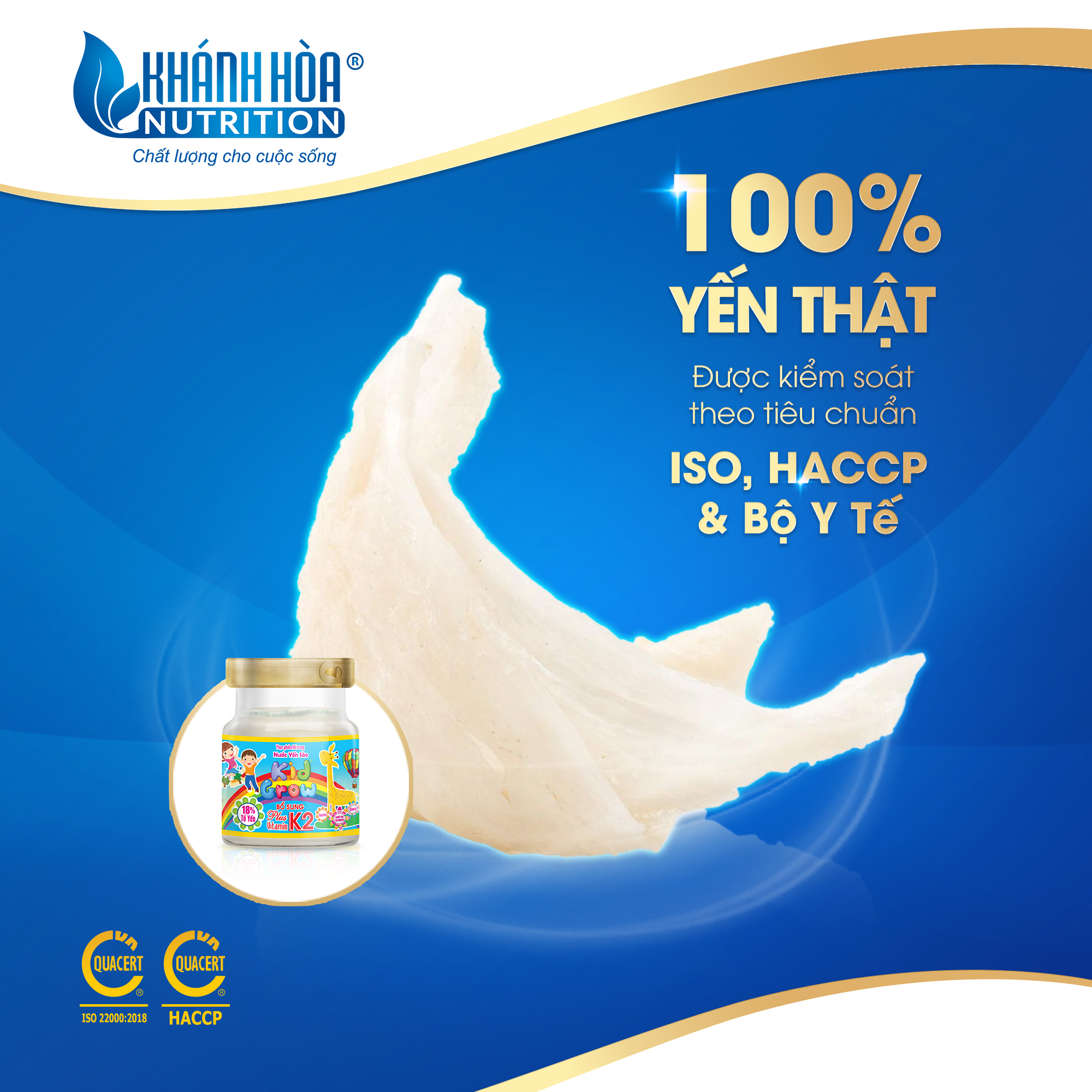 Nước Yến Sào Kidgrow 18% Bổ Sung Vitamin K2 - Khánh Hòa Nutrition - Lọ 70 ML