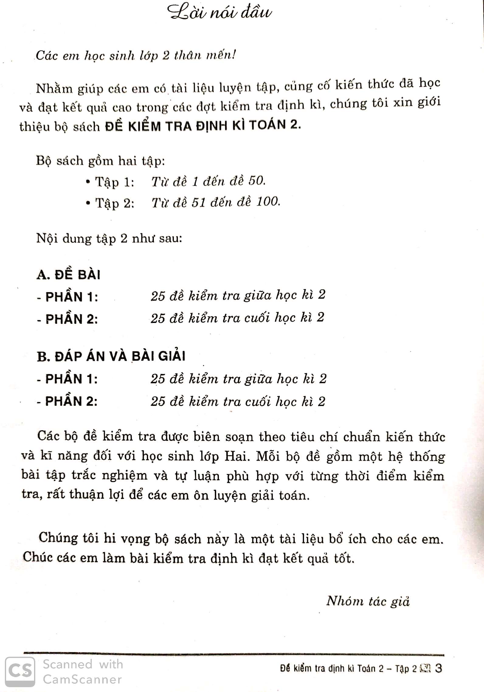 Đề Kiểm Tra Định Kì Toán Lớp 2 (Tập 2)