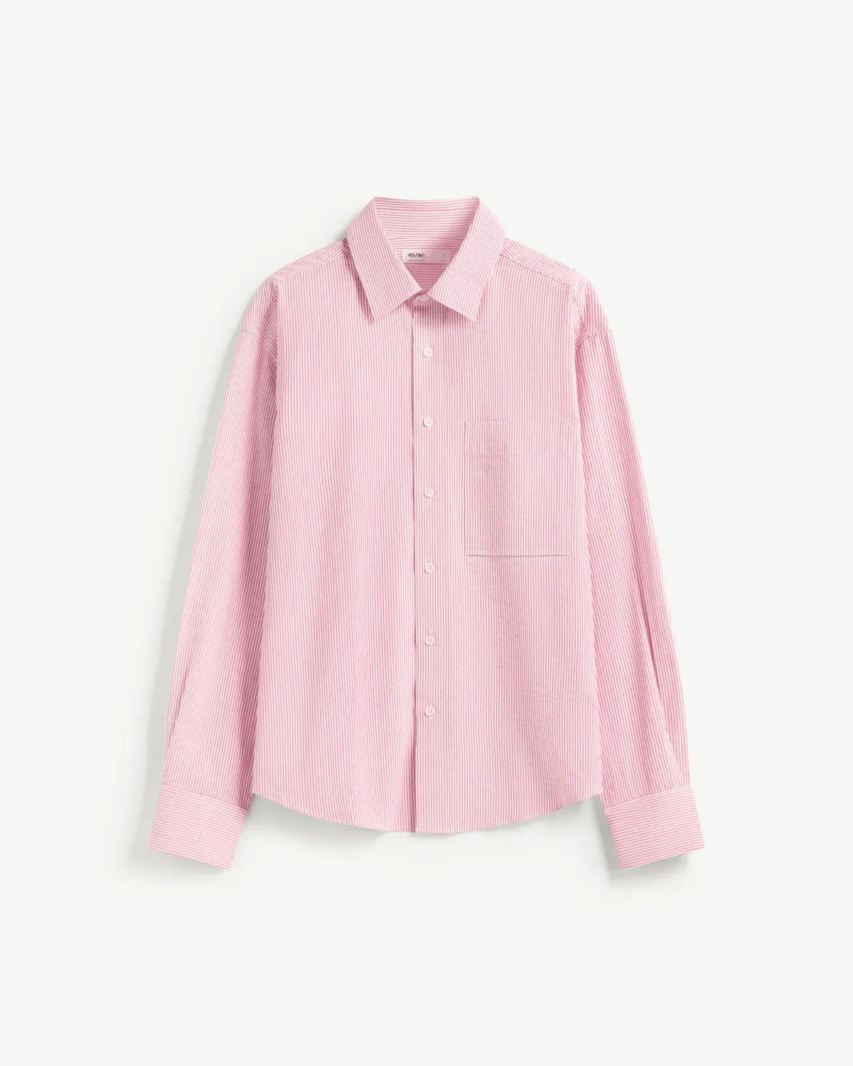 Áo sơ mi tay dài nam sọc seersucker nhãn trang trí .Loose - ROUTINE 10F25SHL007