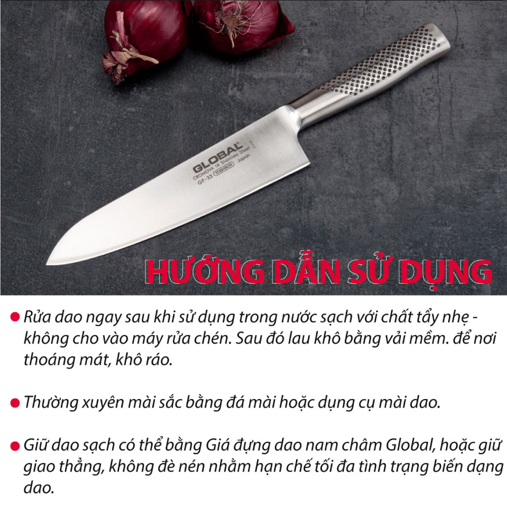 Dao bếp Nhật cao cấp Global GF33 Chef - Dao thái thịt cá - Dao bếp Nhật chính hãng