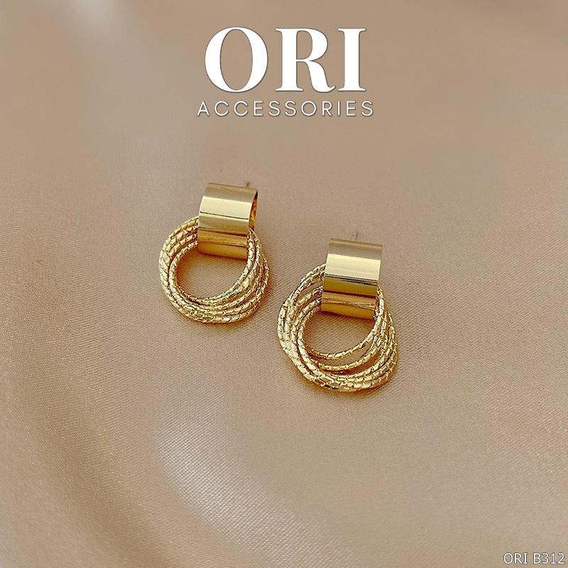 Bông tai nữ dáng nhỏ Gold CIrcles độc đáo sang trọng ORI ACCESSORIES B312