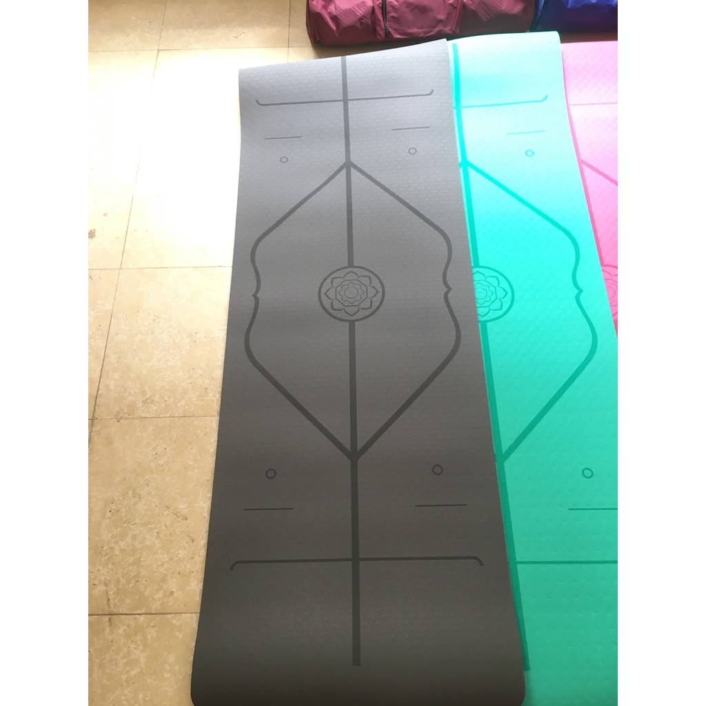 Bộ Thảm Tập Yoga Định Tuyến 8mm 1 lớp TPE + Kèm túi và dây buộc thảm