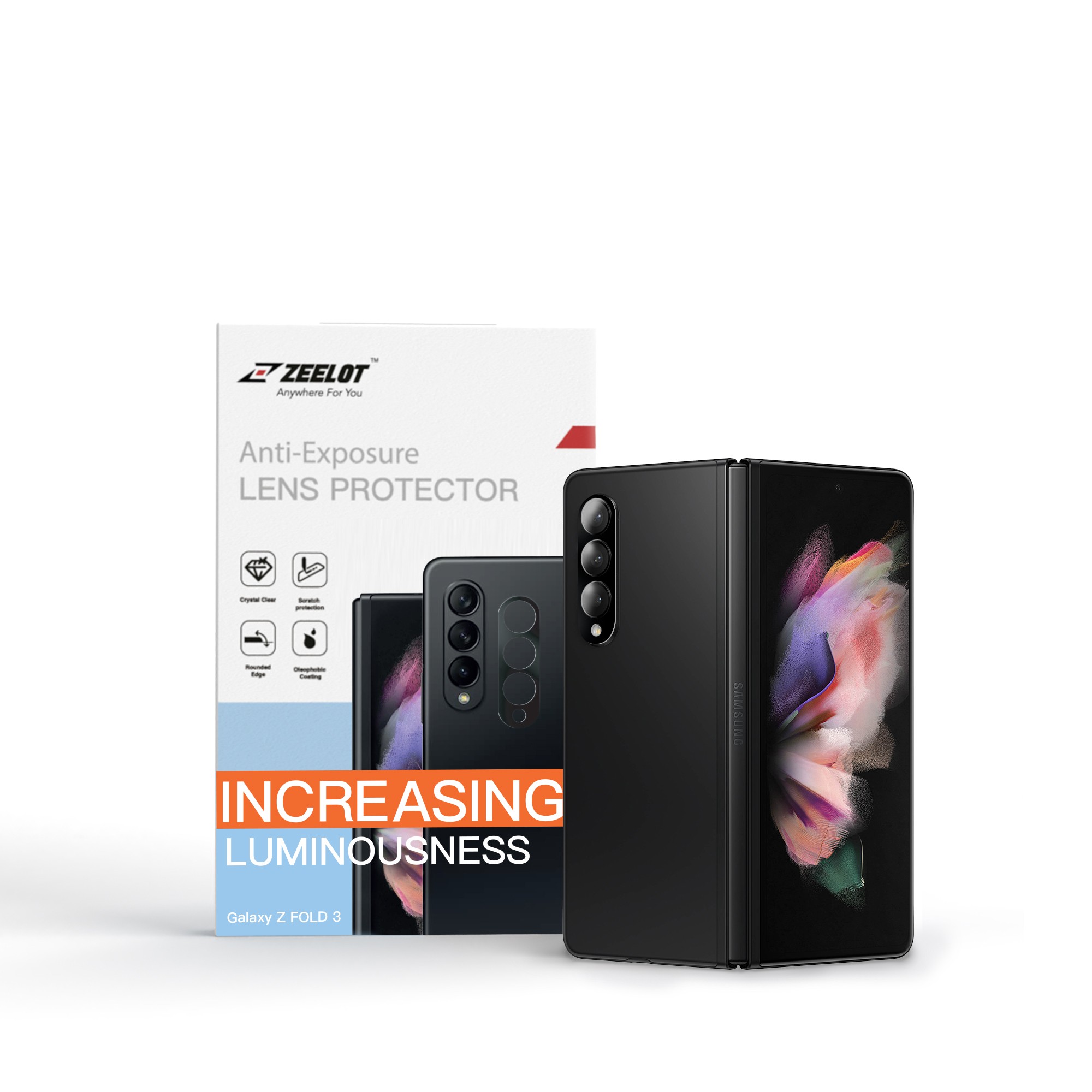 Miếng Dán Cường Lực ZEELOT Khung Thép Bảo Vệ Camera Cho Samsung Galaxy Z Fold 3_ Hàng Chính Hãng