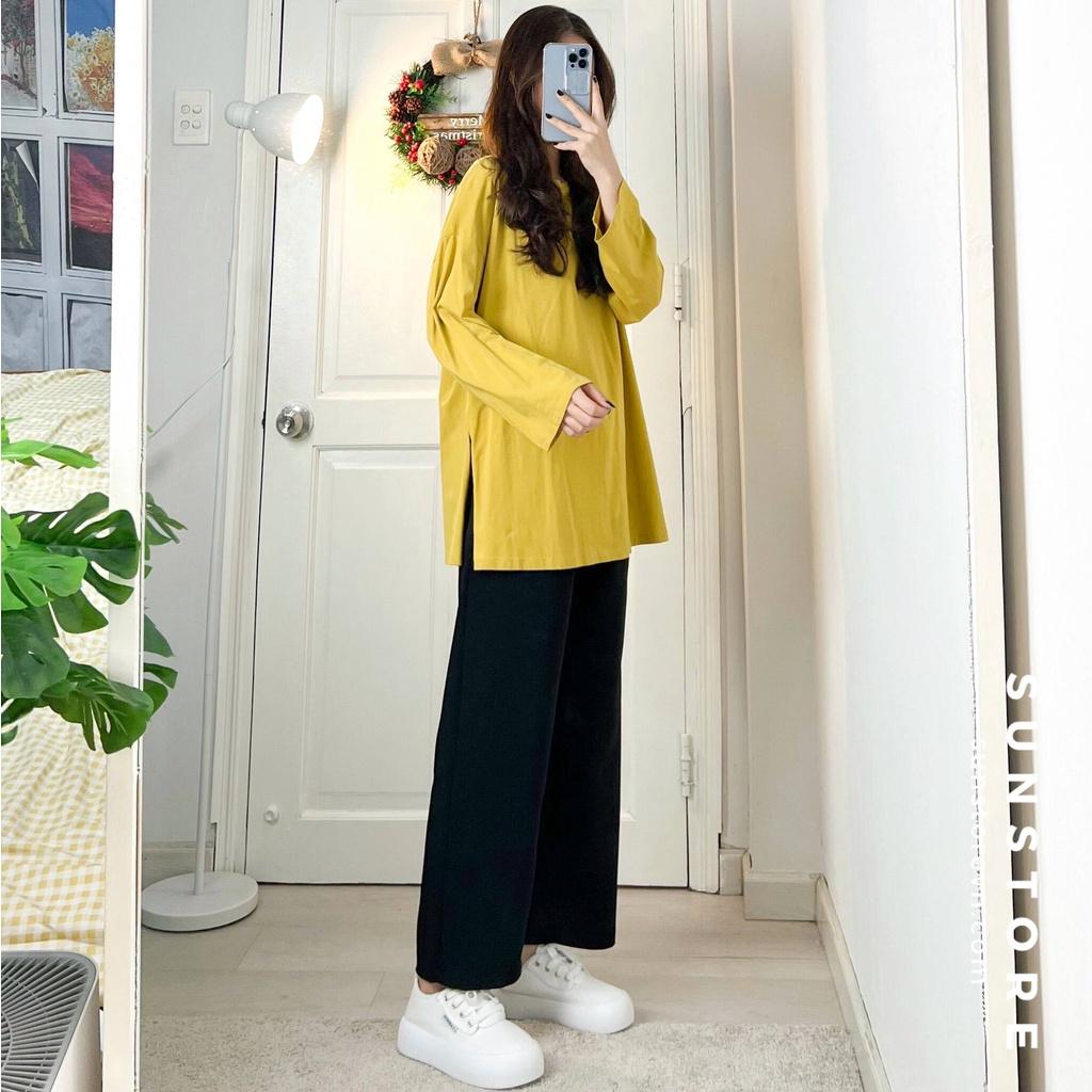 Quần culottes nữ dáng lửng ống baggy cạp cao lưng cao màu đen - Đen, Đen