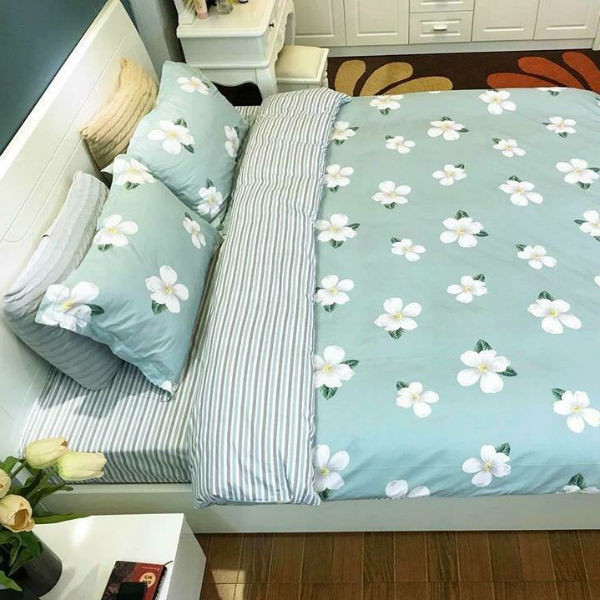 Bộ Drap Và Chăn Chần Cotton VH5-160-C-004A