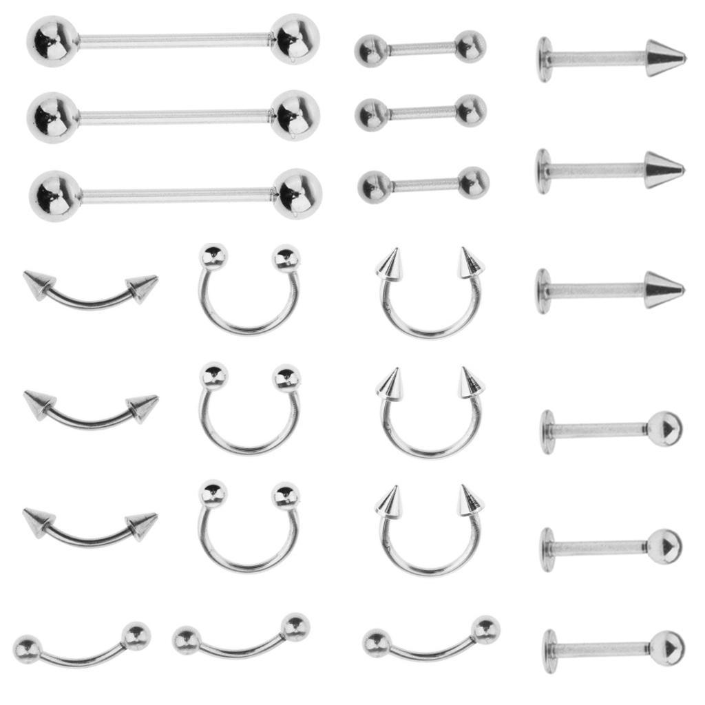 24 Pieces Lot Stainless Steel Eyebrow Ear Lip Navel Stud