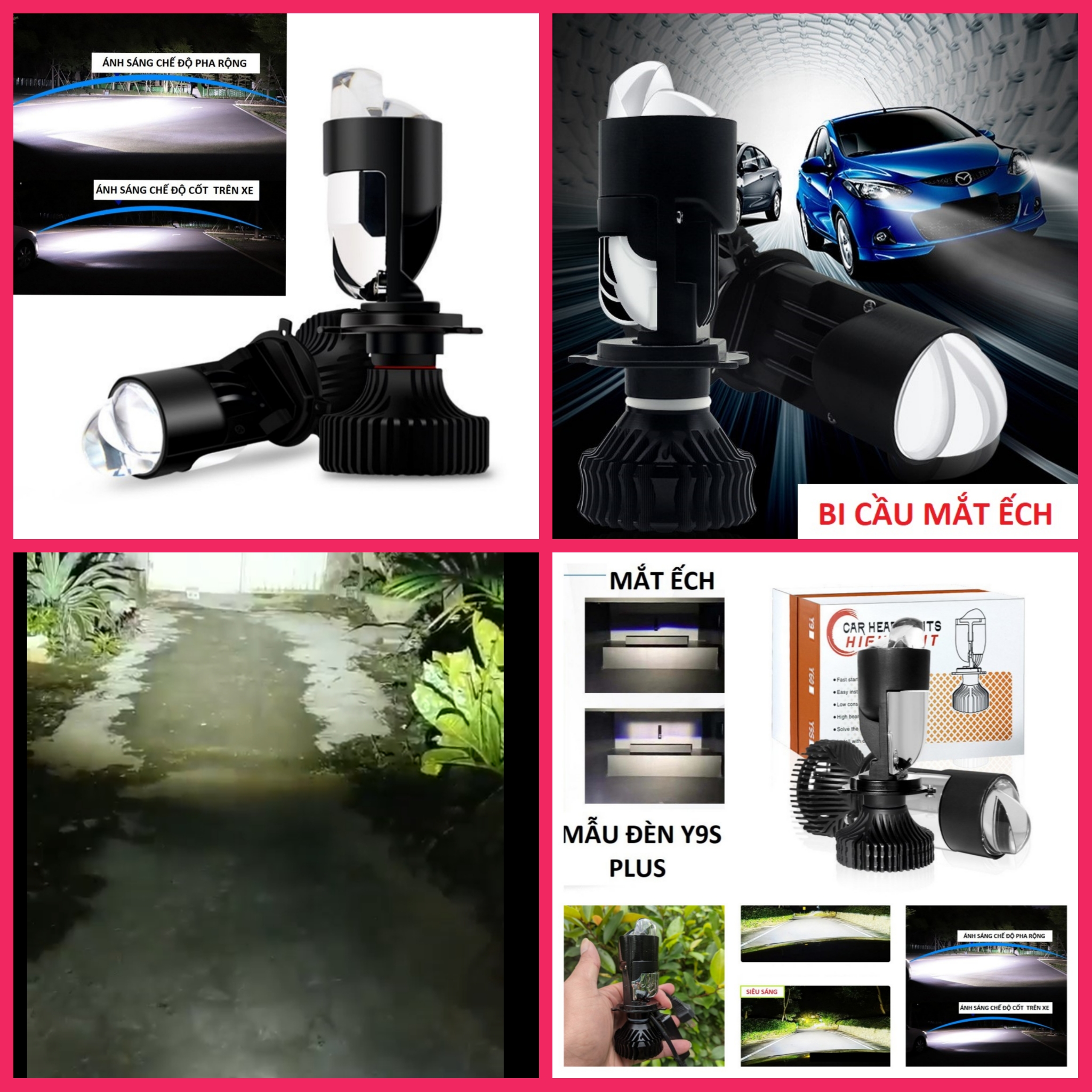1 BÓNG ĐÈN PHA H4 BI CẦU Y9SS SIÊU SÁNG ÁNH SÁNG GOM TRỢ ÁNH SÁNG LAZE LẮP XE MÁY XE HƠI ÔTÔ MẪU MỚI HÀNG CHẤT LƯỢNG