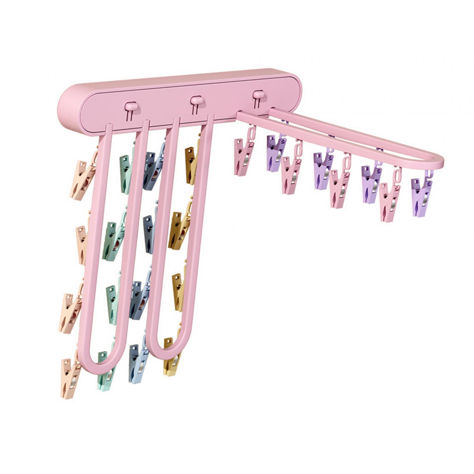 Socks Hanger Clothing Hanger Support Hanger Laundry Clip Stable Organization with 24 Clips Underwear Hanging for Outdoor Skirt Indoor Pants