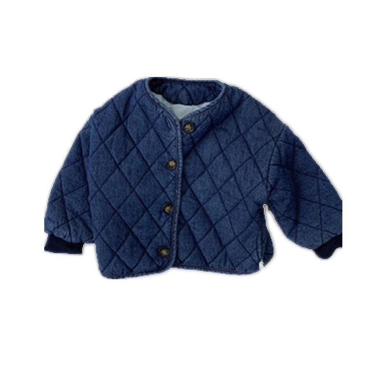 Phong Cách Hàn Quốc Quần Áo Mùa Đông Bé Trai Bé Gái Làm Dày Denim Áo Trẻ Sơ Sinh Ấm Mền Chần Gòn Áo Khoác