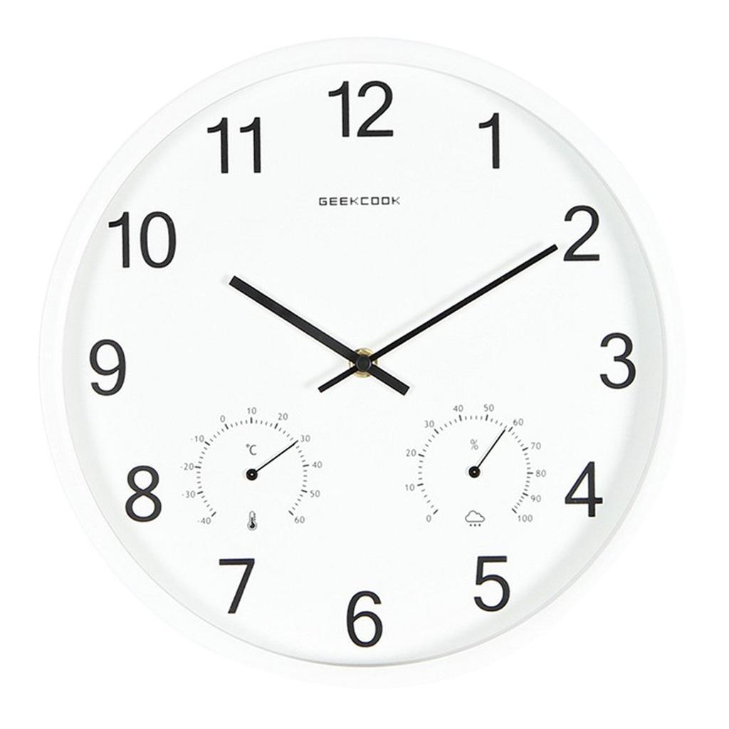Minimalist Non-Ticking Quartz Wall Clock Thermometer Hygrometer