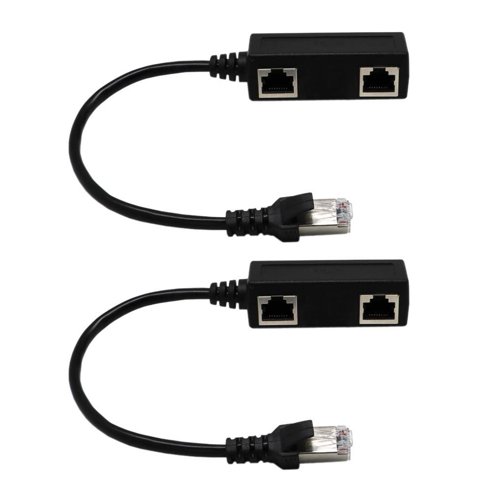 2pcs 1 To 2 LAN Ethernet Network RJ45 Plug Connector Splitter Adapter Cable