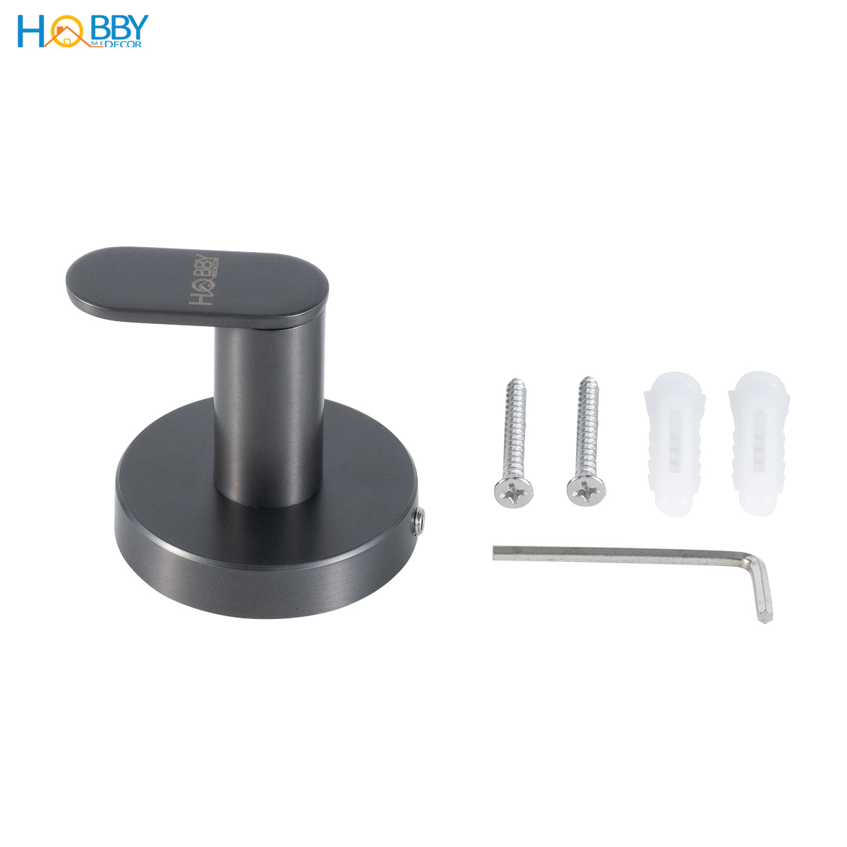 Móc treo đồ decor inox 304 xám Hobby home decor MT1X mẫu khoan tường