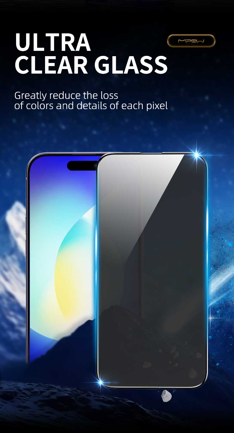 Miếng Kính Cường Lực Chống Nhìn Trộm cho iPhone 15 / 15 Plus / 15 Pro / 15 Pro Max MIPOW KINGBULL ANTI SPY PROTECTOR - Hàng Chính Hãng