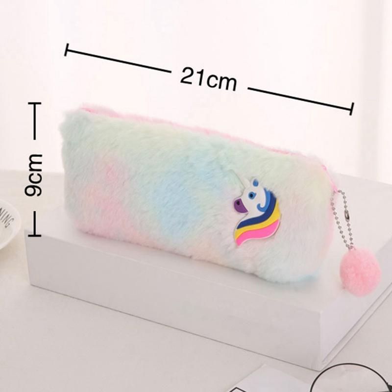 Tmdbyx Túi Đựng Bút Hình Ngựa Một Sừng Phối Lông Dễ Thương Có Khóa Kéo Cho Học Sinh