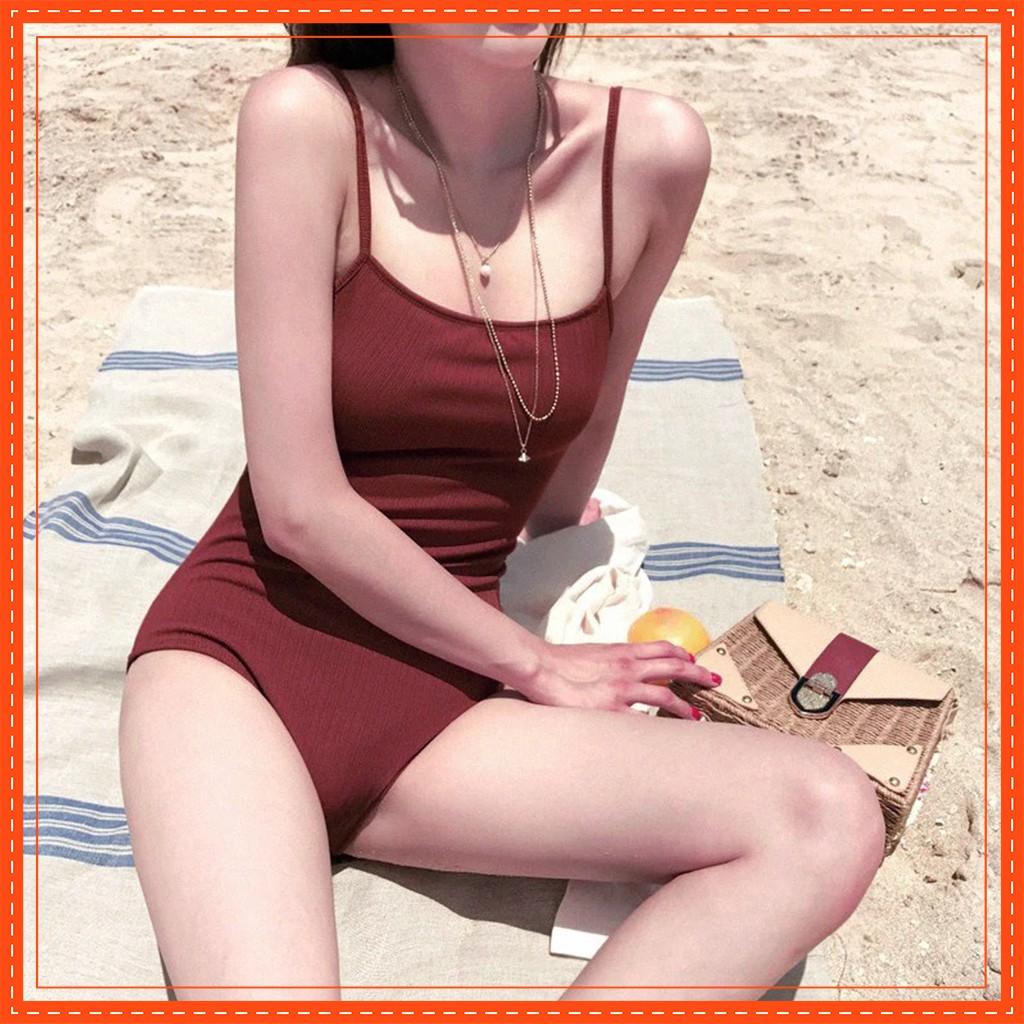 Bikini Đồ Bơi Một Mảnh Hai Dây Khoe Lưng Hàn Quốc Cao Cấp Dày Dặn Co Giãn 4 Chiều Tôn Dáng