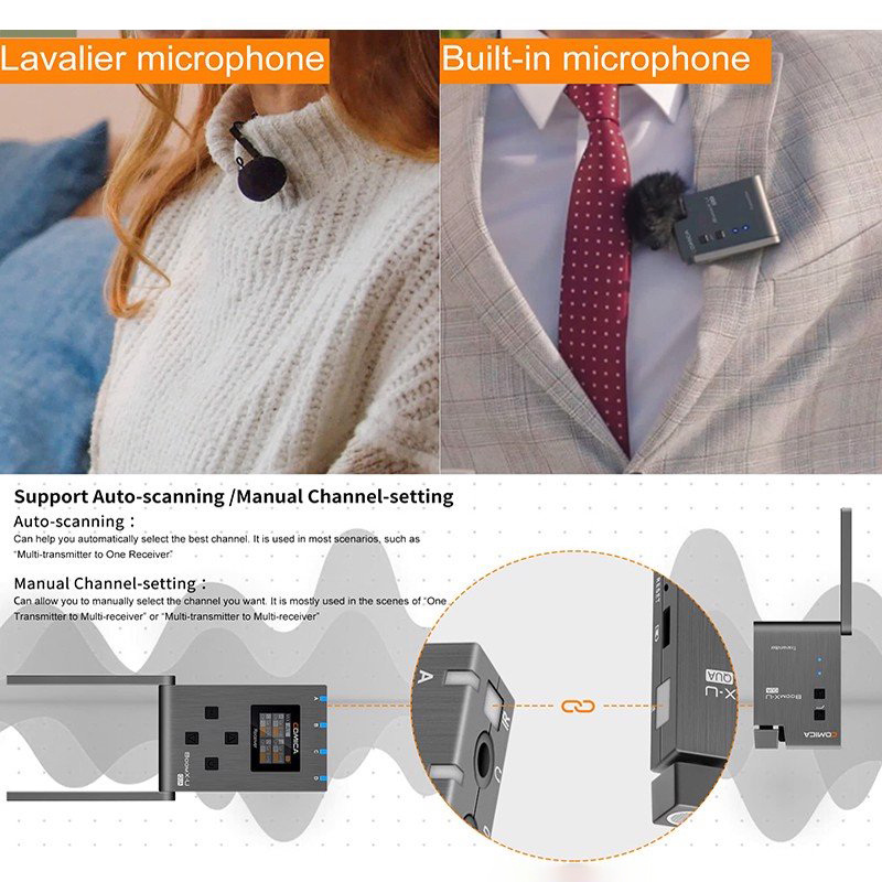 Comica BoomX-U QUA (4 Micro) - Micro Cài Áo Không Dây UHF, Phạm Vi 120m, Làm Phim, Review, Casting, Phỏng Vấn Dành Cho 4 Người - Hàng Chính Hãng