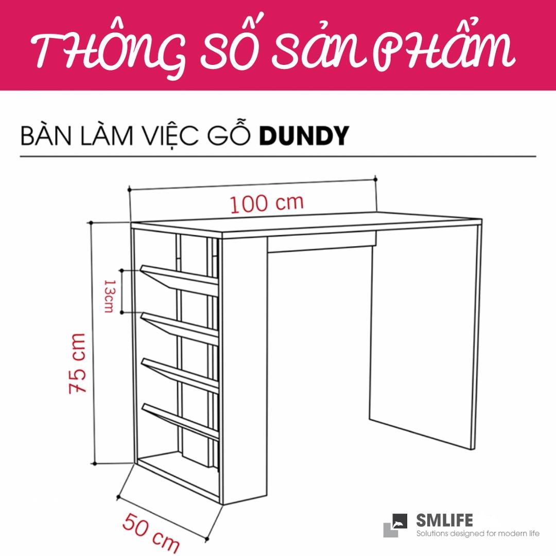 Bàn gỗ làm việc hiện đại SMLIFE Dundy