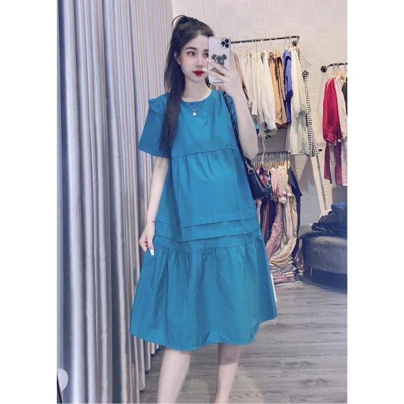 Váy bầu CỔ VUÔNG MAMADRESS mặc được 2 kiểu trễ vai thời trang thiết kế xinh xắn