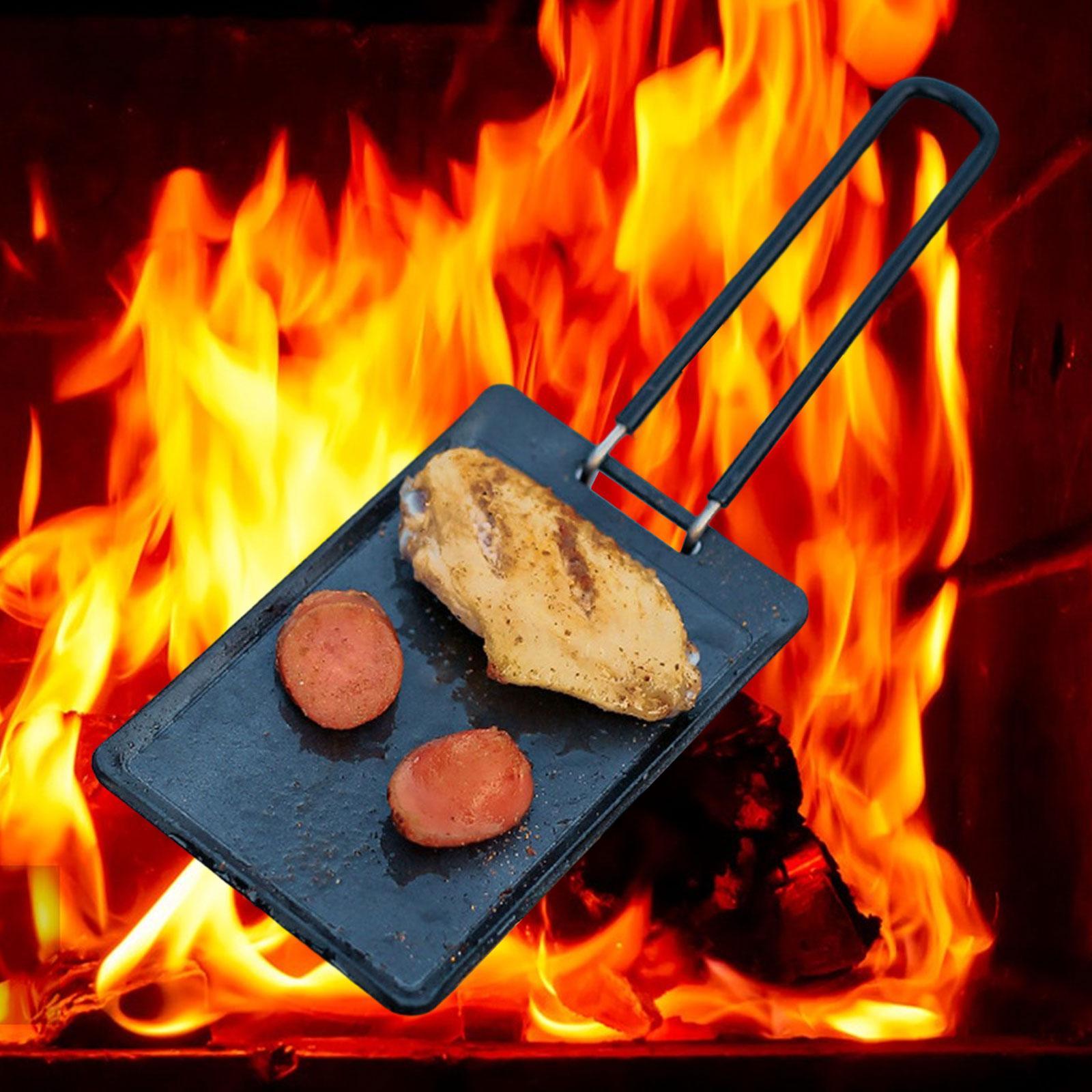 Grill Pan Barbecue Plate Griddle Pan with Handle Frying Pan Steak Pan for Picnic Cooking Outdoor Camping