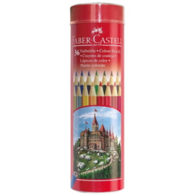 Chì Màu Lục Giác Castell -115828 - 36 Màu Dài (Hộp Thiếc Tròn) Faber Castell