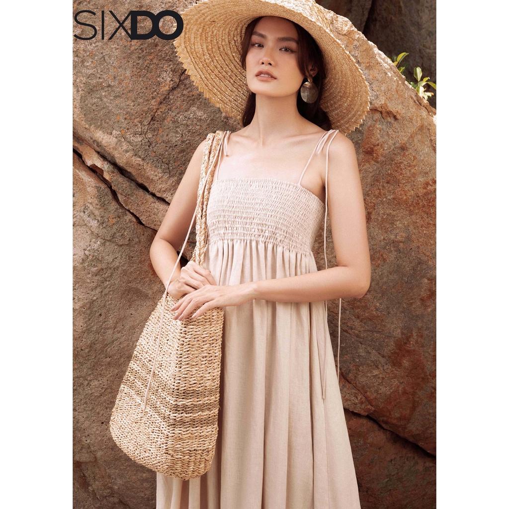 Đầm hai dây linen dáng dài SIXDO