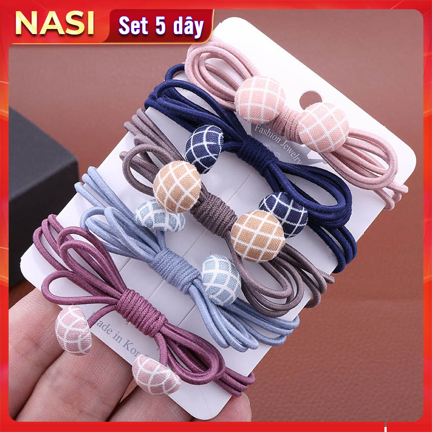 Dây buộc tóc nữ nút vải  NASI dễ thương phong cách hàn quốc thun cột tóc nữ co giãn tốt phụ kiện tóc