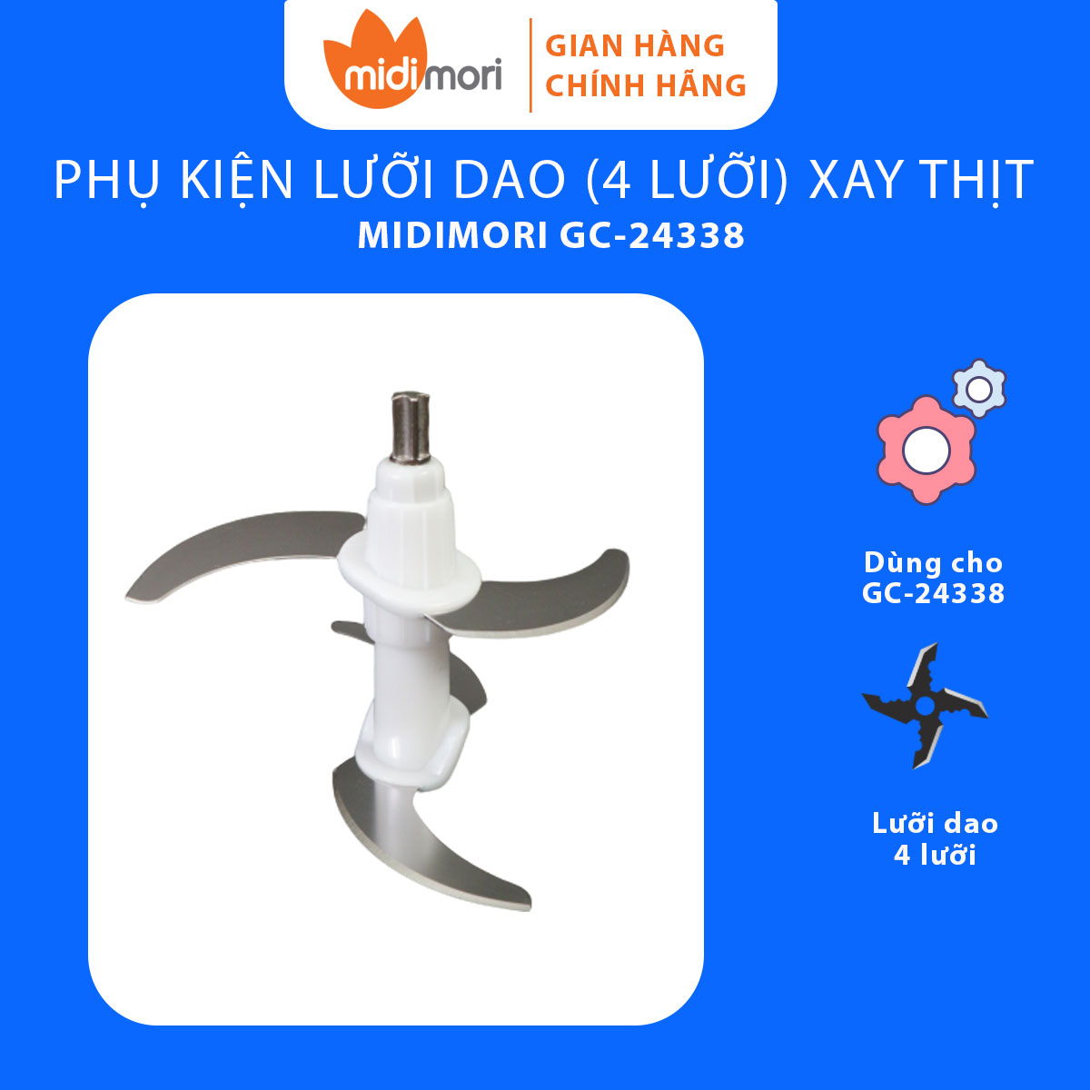 Phụ Kiện Lưỡi Dao Xay Thịt Dùng Cho Máy Xay Thịt Inox Midimori GC-24338 - Hàng chính hãng
