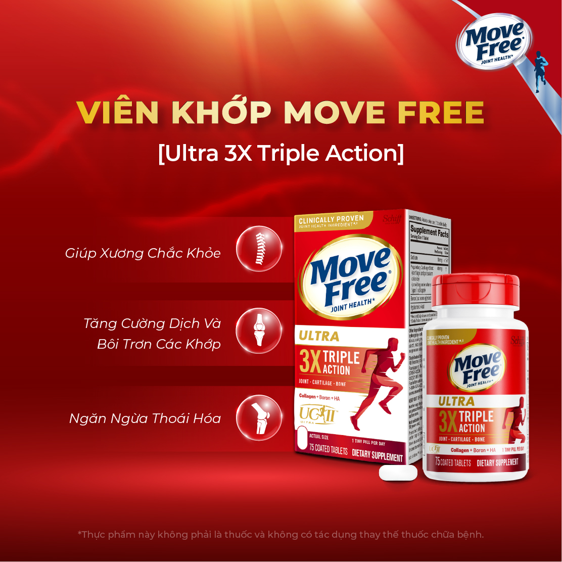 Move Free Mỹ Viên Uống Khớp Move Free Ultra 3X Triple Action 75 Viên Chính hãng