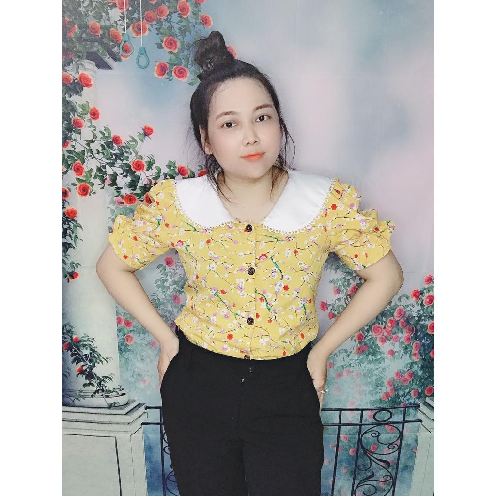 ÁO HOA NHÍ CỔ SEN TRẮNG BIGSIZE