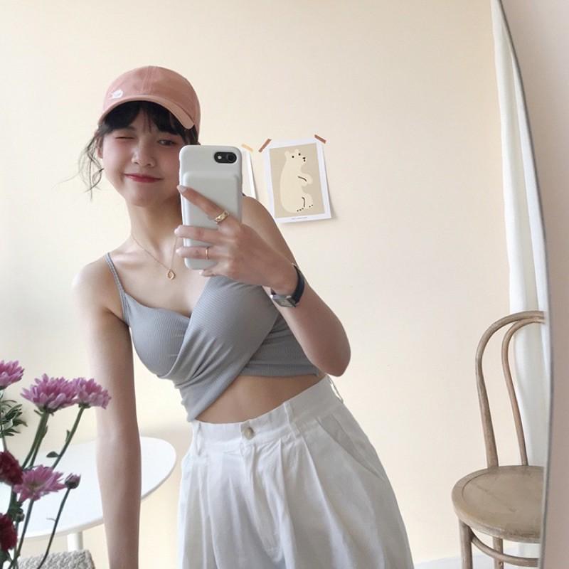 Áo Bra Nữ Hai Dây Croptop Có Mút Ngực Co Giãn Ôm Dáng TOPBRA