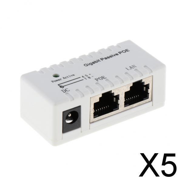 5xPassive PoE  Power Over Ethernet-RJ45 Data to RJ45 PoE - White