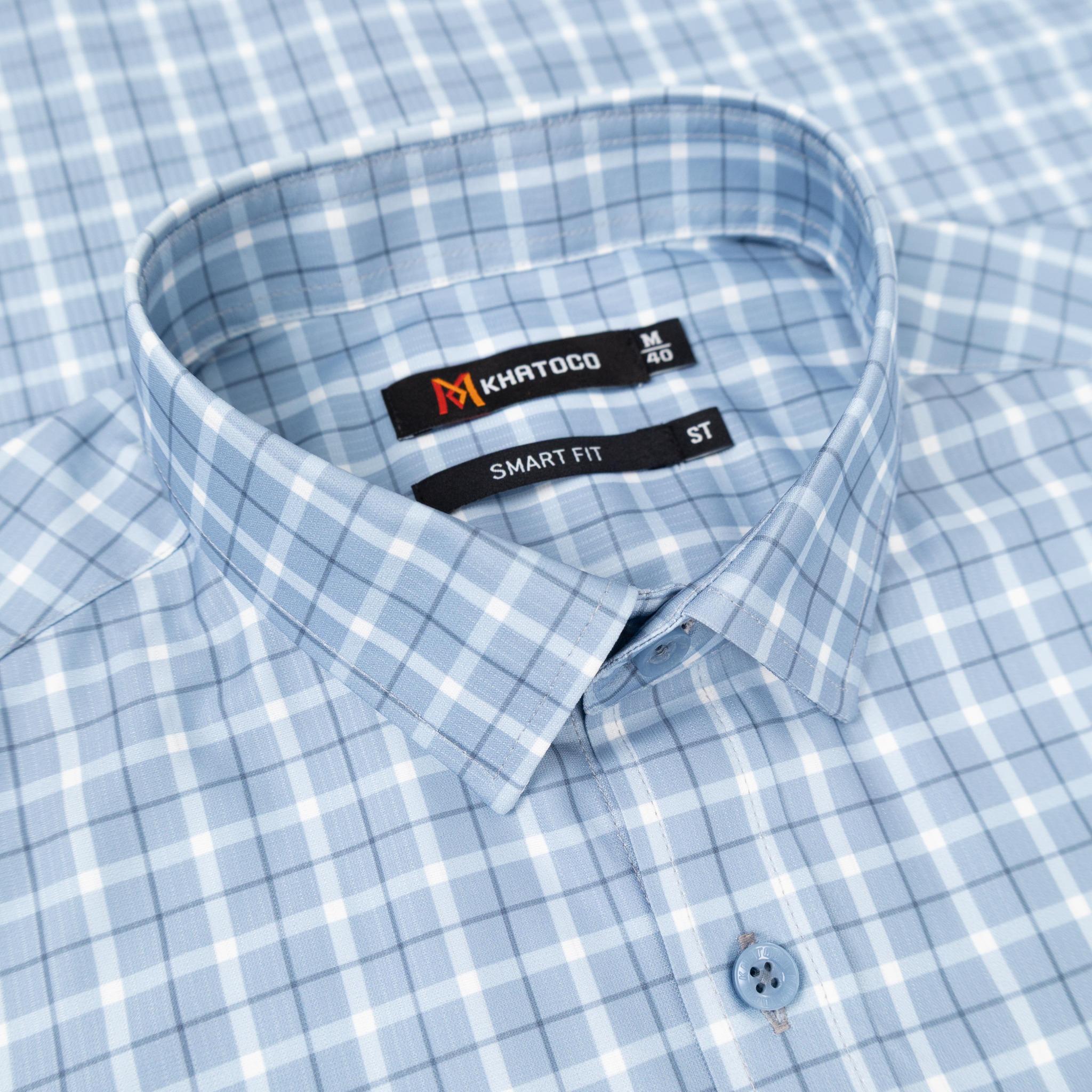 Áo sơ mi nam KHATOCO Smart Fit ngắn tay A1MN538S2-CNCR879-2711-N